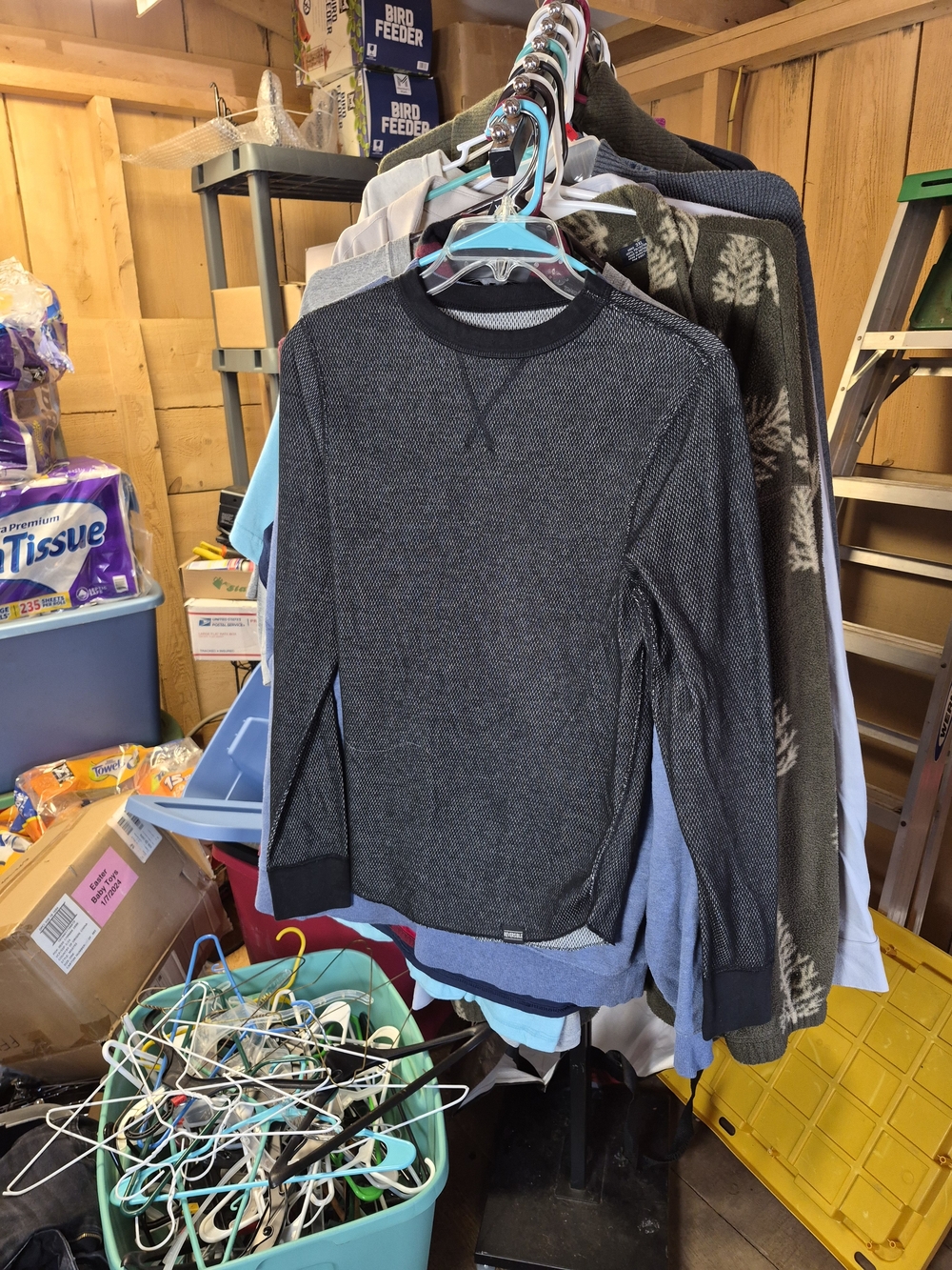 Hanes Dark Charcoal Thermal Crewneck Sweatshirt Bin 65